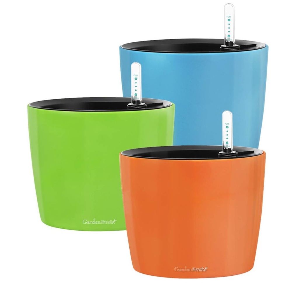 Self-Watering Planter Set - Blue, Green, Orange